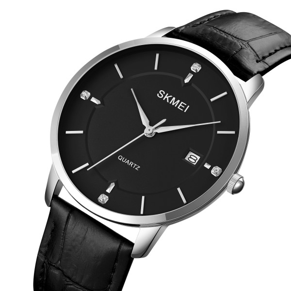 Skmei 1801LSIBK Silver-Black Leather