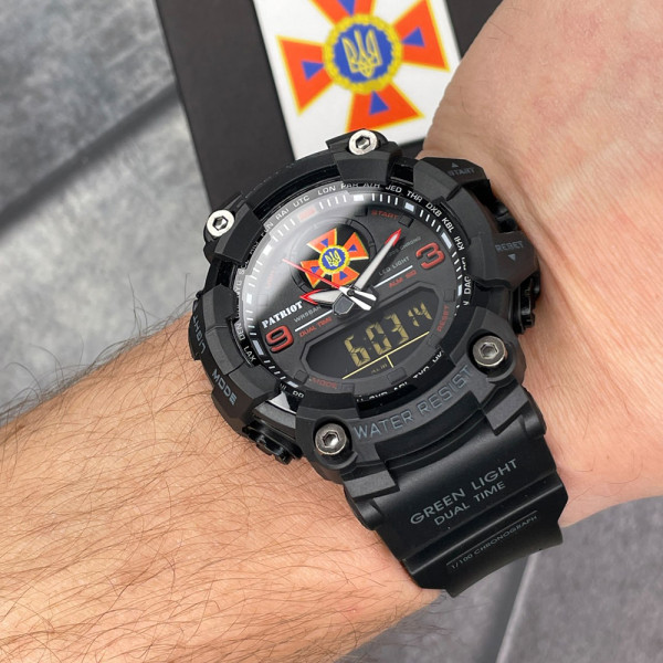 Годинник наручний Patriot 001RDDSNS ДСНС Чорні з червоним + Коробка.