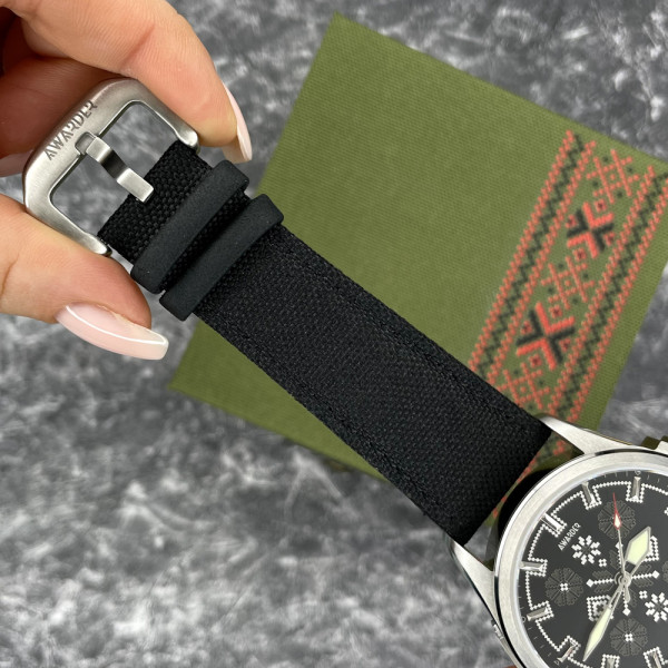 Часы наручные Awarder Embroidery Silver-Army Green Black Battery 10ATM