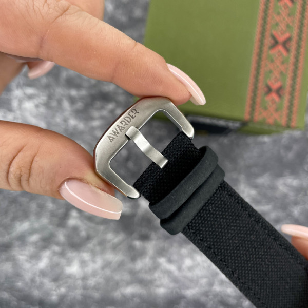Часы наручные Awarder Embroidery Silver-Army Green Black Battery 10ATM