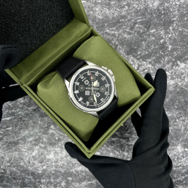 Часы наручные Awarder Embroidery Silver-Army Green Black Battery 10ATM