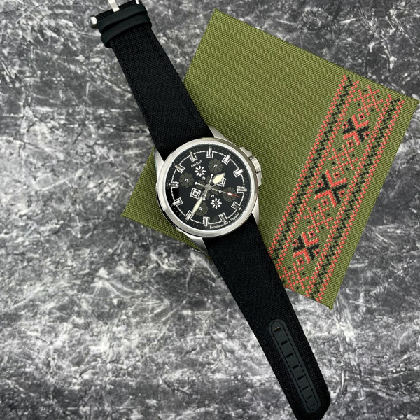 Часы наручные Awarder Embroidery Silver-Army Green Black Battery 10ATM