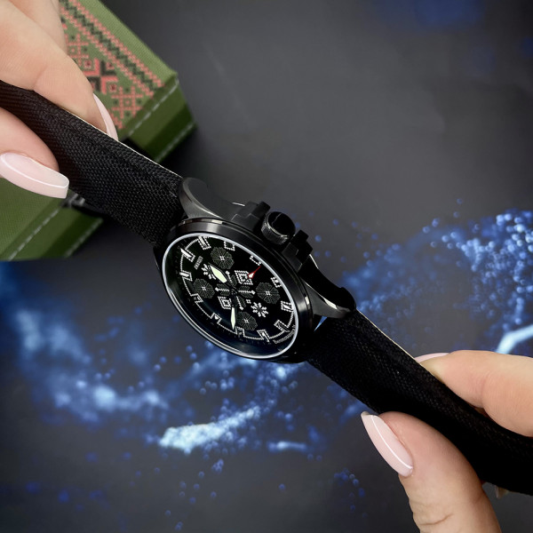 Часы наручные Awarder Embroidery Black-Army Green Black Battery 10ATM