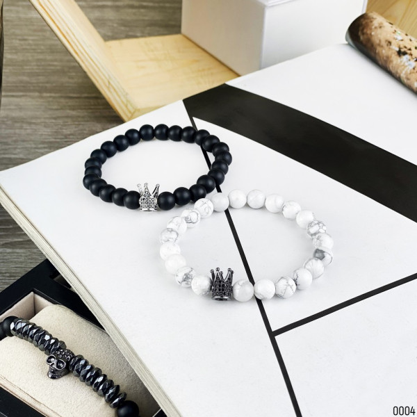 2B Rich Bracelet King 8 mm, 19 cm White-Black