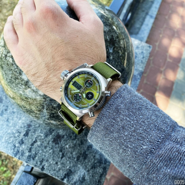 Наручний годинник AMST 3003 Silver-Green Green Wristband