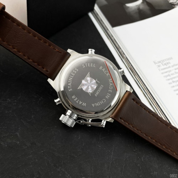 AMST 3003A Silver-Black-Brown Wristband
